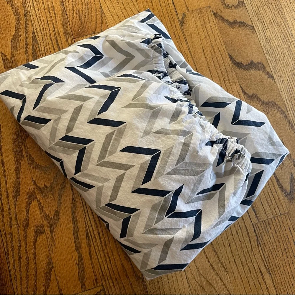 Wendy Bellissimo Fitted Crib Sheet 100% Cotton Blue Gray White